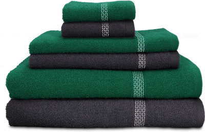 

Swiss Republic Cotton Bath, Hand & Face Towel Set(Pack of 6, Grey, Dark Green), Dark green;dark grey