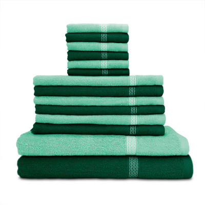 

Swiss Republic Cotton Bath, Hand & Face Towel Set(Pack of 14, Dark Green, Light Green)