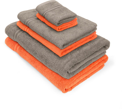 

Swiss Republic Cotton 480 GSM Bath, Hand, Face Towel Set(Pack of 6, Multicolor), Grey;orange