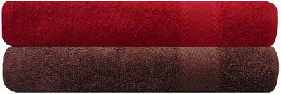 

Akin Cotton 450 GSM Bath Towel(Pack of 2, Red, Brown), Brown;red