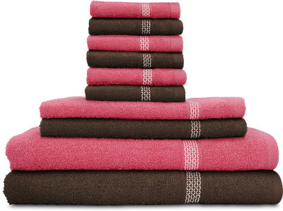 

Swiss Republic Cotton Bath, Hand & Face Towel Set(Pack of 10, Brown, Pink), Dark brown;dark pink