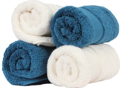 

Earth Ro System Cotton GSM Bath Towel Set(Pack of 4, White, Blue), Blue;white