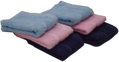 

Snuggle Cotton 400 GSM Face Towel(Pack of 6, Multicolor), Dark blue;light blue;pink