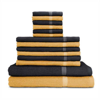

Swiss Republic Cotton Bath, Hand & Face Towel Set(Pack of 14, Beige, Grey), Dark grey;light brown