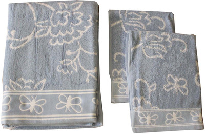 

Adishma Cotton 200 GSM Bath, Hand Towel Set(Pack of 3, Grey)