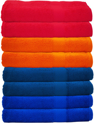 

Trident Cotton 400 GSM Bath Towel Set(Pack of 8, Multicolor)