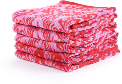 

Turkish Bath Cotton 410 GSM Hand Towel Set(Pack of 5, Red)