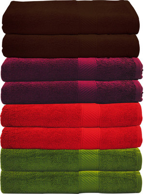 

Trident Cotton 400 GSM Bath Towel Set(Pack of 8, Multicolor)