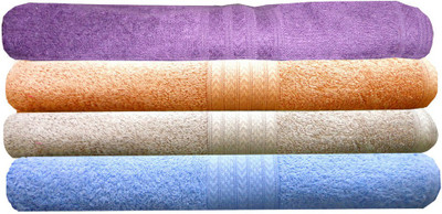

India Furnish Cotton 450 GSM Bath Towel(Pack of 4, Purple, Blue, Peach, Beige), Biscuit;peach;purple;sky blue