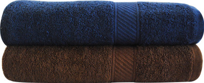 

Trident Cotton 400 GSM Bath Towel Set(Pack of 2, Brown, Blue), Englishwood;midnight blue