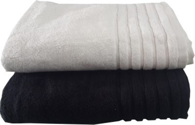 

Earth Ro System Cotton 2000 GSM Bath Towel(Black, White), Black and white