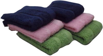 

Snuggle Cotton 400 GSM Face Towel(Pack of 6, Multicolor), Dark blue;light green;pink
