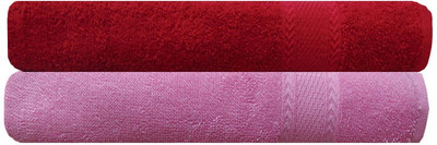 

Akin Cotton 450 GSM Bath Towel(Pack of 2, Red, Pink), Pink;red