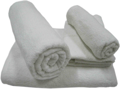 

MB Cotton 400 GSM Bath, Hand Towel Set(Pack of 4, White)