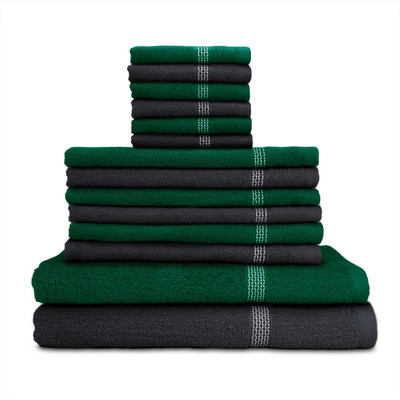 

Swiss Republic Cotton Bath, Hand & Face Towel Set(Pack of 14, Grey, Dark Green), Dark green;dark grey