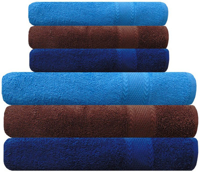 

Akin Cotton Bath & Hand Towel Set(Pack of 6, Brown, Blue), Blue;brown