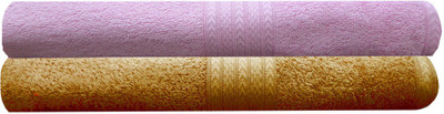 

India Furnish Cotton 450 GSM Bath Towel Set(Pack of 2, Pink, Gold), Baby pink;gold