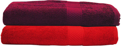 

Trident Cotton 400 GSM Bath Towel Set(Pack of 2, Red, Purple), Purple;red