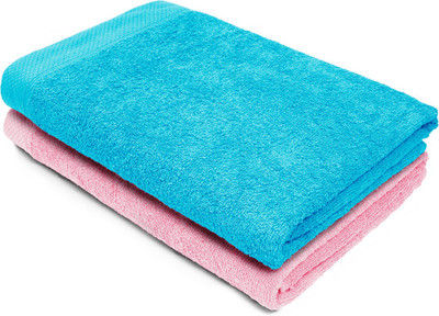 

Swiss Republic Cotton Towel Set(Pack of 2, Light Blue, Peach), Light blue;light pink