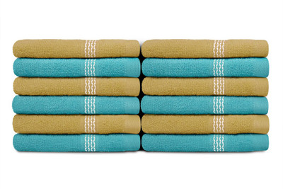 

Swiss Republic Cotton Towel(Pack of 12, Light Blue, Beige), Light blue;light brown