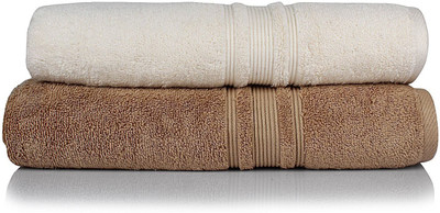 Turkish Bath Cotton Towel(Pack of 2, White, Beige), Beige;white