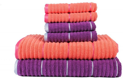 

Casa Copenhagen GSM Bath, Hand Towel Set(Pack of 6, Orange, Purple)