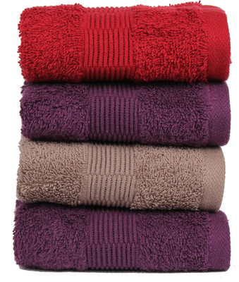 

Casa Copenhagen Cotton 450 GSM Hand Towel(Pack of 4, Multicolor), Brown;purple;red