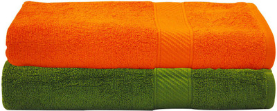 

Trident Cotton 400 GSM Bath Towel Set(Pack of 2, Green, Orange)