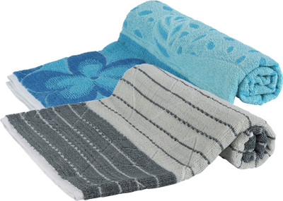 

Goodway Cotton 400 GSM Bath Towel(Pack of 2, Blue, Grey)