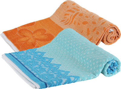 

Goodway Cotton 400 GSM Bath Towel(Pack of 2, Orange, Blue), Blue;orange