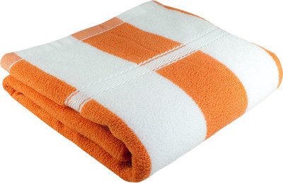 

Stylefolio Cotton Terry 350 GSM Bath Towel(Orange), Orange;white
