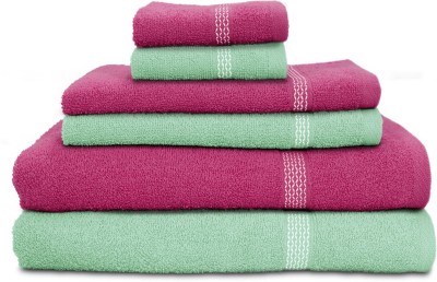 

Swiss Republic Cotton Bath, Hand & Face Towel Set(Pack of 6, Light Green, Pink), Dark pink;light green