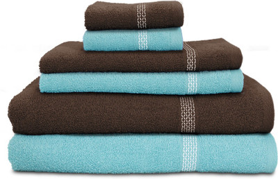 

Swiss Republic Cotton Bath, Hand & Face Towel Set(Pack of 6, Light Blue, Brown), Dark brown;light blue
