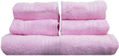 India Furnish Cotton 450 GSM Bath, Hand Towel Set(Pack of 5, Pink), Baby pink