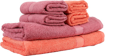 

Trident Cotton GSM Bath Towel Set(Pack of 6, Pink)