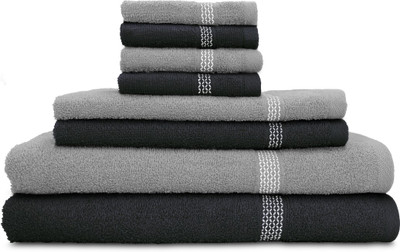 

Swiss Republic Cotton Bath, Hand & Face Towel Set(Pack of 8, Grey, Grey), Dark grey;light grey