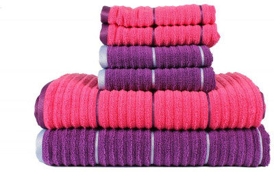 

Casa Copenhagen GSM Bath, Hand Towel Set(Pack of 6, Pink, Purple)