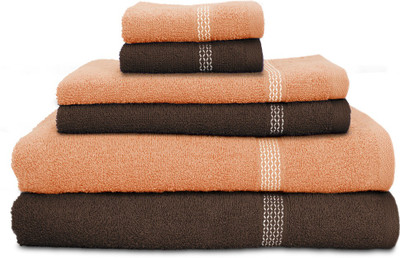 

Swiss Republic Cotton Bath, Hand & Face Towel Set(Pack of 6, Brown, Peach), Dark brown;light pink