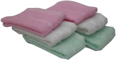 

Snuggle Cotton 400 GSM Face Towel(Pack of 6, Multicolor), Light green;pink;white