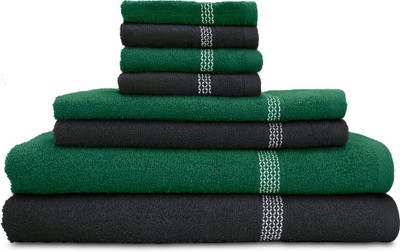 Swiss Republic Cotton Bath, Hand & Face Towel Set(Pack of 8, Grey, Dark Green), Dark green;dark grey