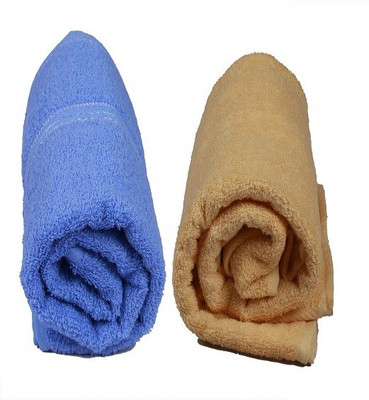 

NKP Cotton 400 GSM Bath Towel Set(Pack of 2, Yellow, Light Blue), Light blue;yellow