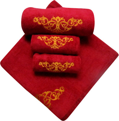 

Bombay Dyeing Cotton Bath & Hand Towel Set(Pack of 4, Red)
