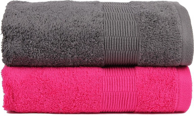 

Casa Copenhagen Cotton 450 GSM Bath Towel(Pack of 2, Multicolor), Grey;pink