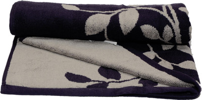 

Bombay Dyeing Cotton 350 GSM Bath Towel(Purple), Purple floral