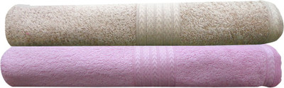 

India Furnish Cotton 450 GSM Bath Towel Set(Pack of 2, Pink, Beige), Baby pink;biscuit