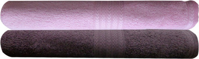 India Furnish Cotton 450 GSM Bath Towel(Pack of 2, Brown, Pink), Baby pink;chocolate brown