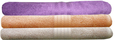 

India Furnish Cotton 450 GSM Bath Towel(Pack of 3, Purple, Peach, Beige), Biscuit;peach;purple