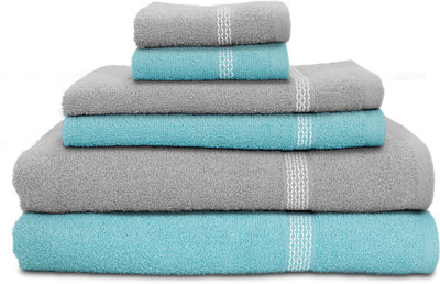 

Swiss Republic Cotton Bath, Hand & Face Towel Set(Pack of 6, Light Blue, Grey), Light blue;light grey