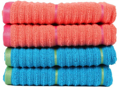 

Casa Copenhagen GSM Hand Towel(Pack of 4, Orange, Blue), Blue;orange