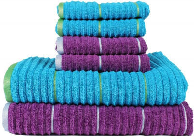 

Casa Copenhagen GSM Bath, Hand Towel Set(Pack of 6, Purple, Blue), Blue;purple